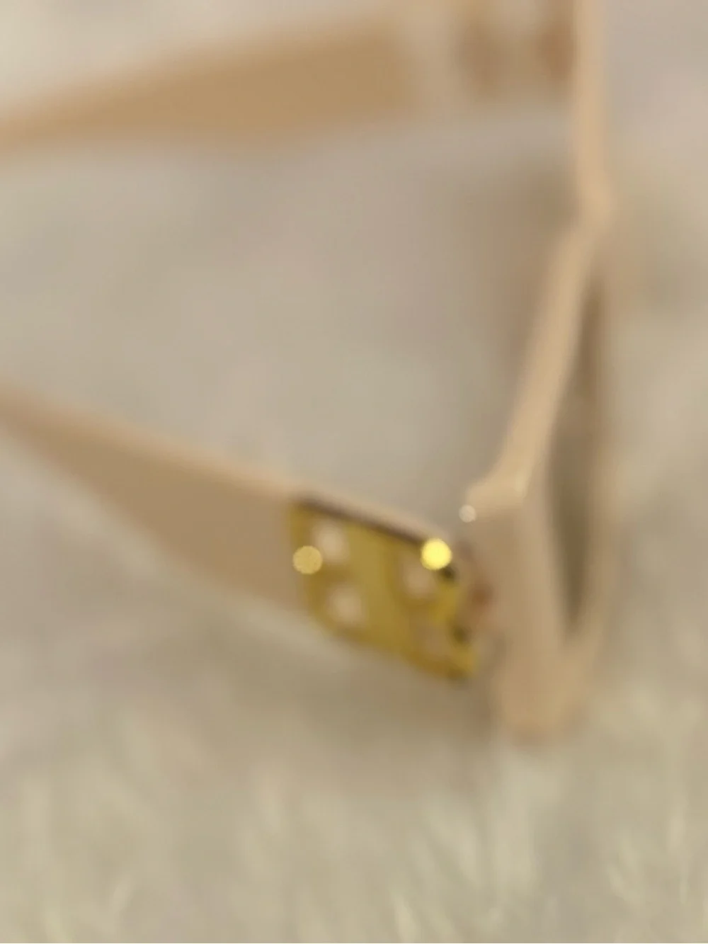 Fashion Jewelry Beige Rectangular Sunglasses with Gold Detail